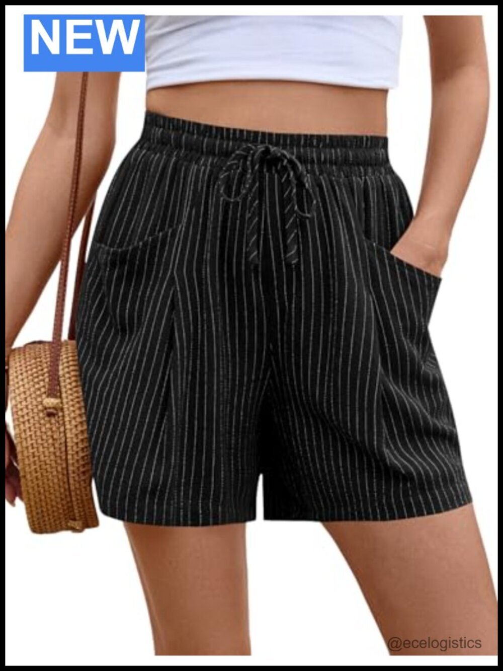 Linen High Waisted Wide Leg Shorts with Pockets
